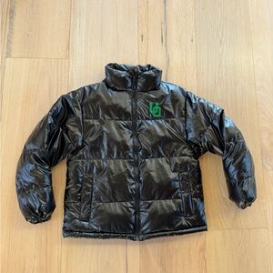 ZooZats University of Oregon Ducks Black Puffer Zip Up Jacket Size Medium